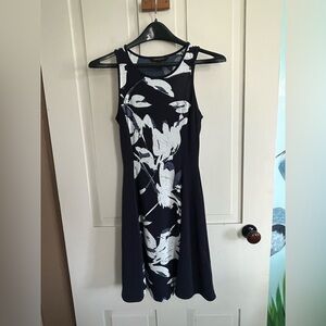 Banana Republic Navy Floral-Print Midi Dress
